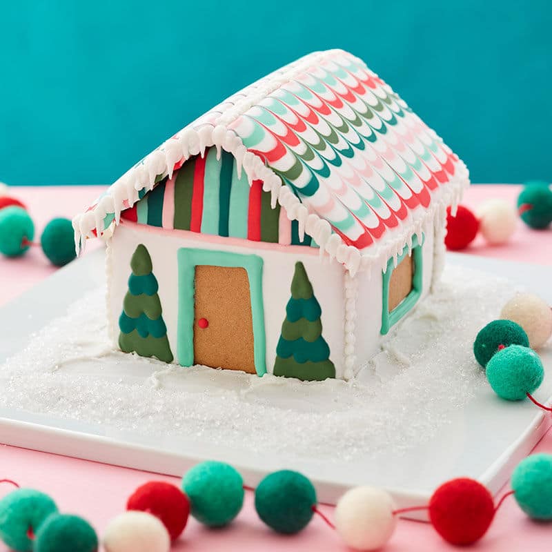 bright and cheery gingerbread house