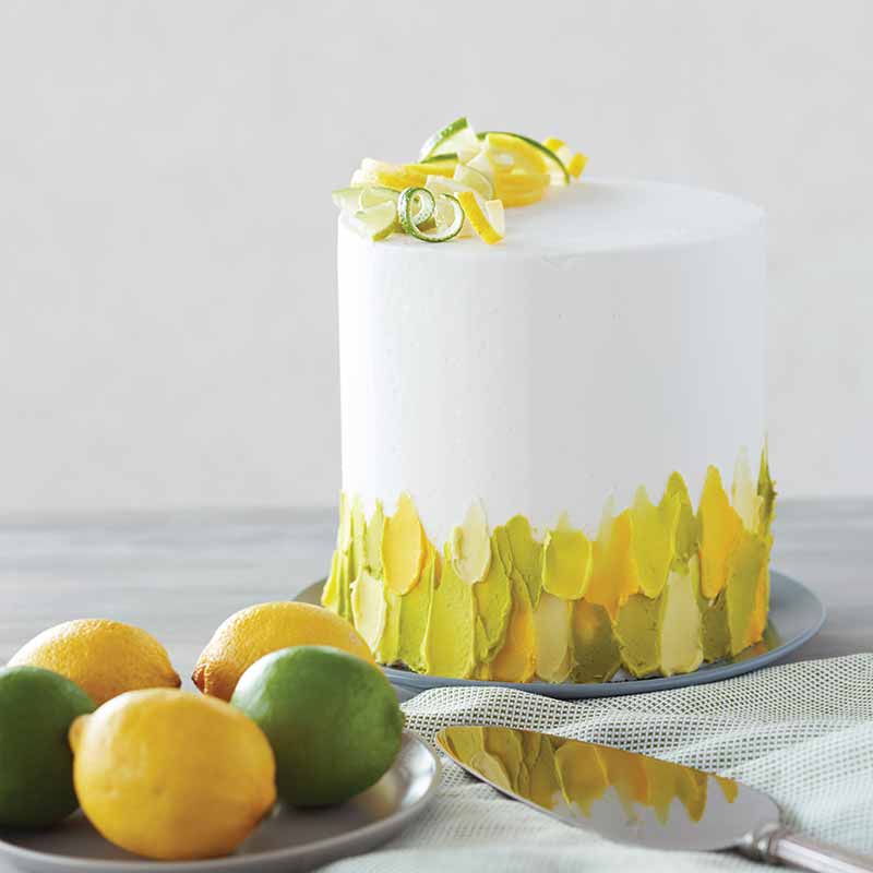 lemon lime buttercream frosted cake