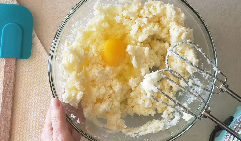 step 1 mixing eggs and butter