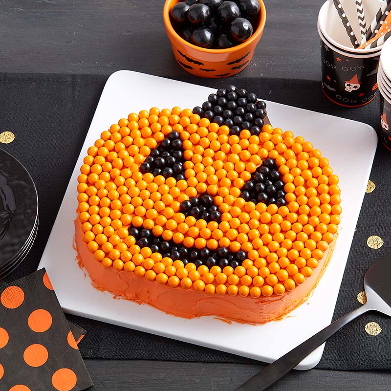 Jack-o-Lantern shaped cake