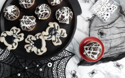 Marshmallow Spider Web Cupcakes with Chocolate Buttercream Frosting